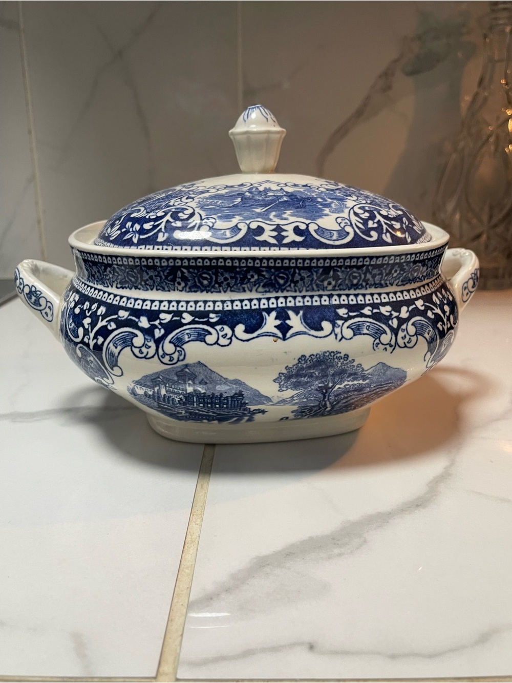 Antique Old Englang Royal Sphinx Maastricht Holland 1034 Blue EUC